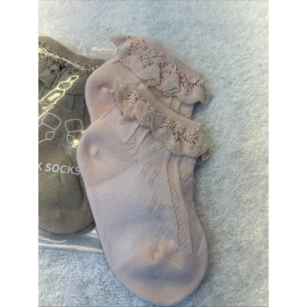 Little Girls Fashion Cotton Crew Cute Socks with Ruffle 5 Different Colors SZ M